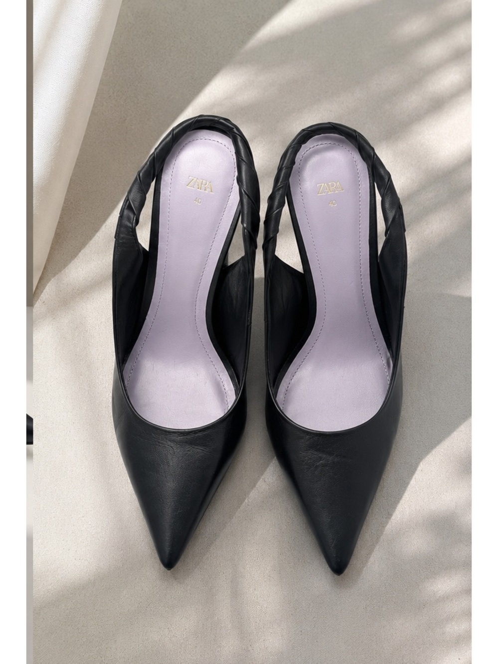 ZARA Black Twisted Slingback Heels – Size 40
